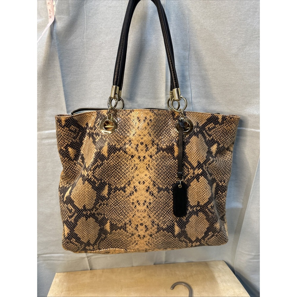 Cynthia Rowley‎ Shoulder Handbag Tote Python Gold Black Rust Metallic